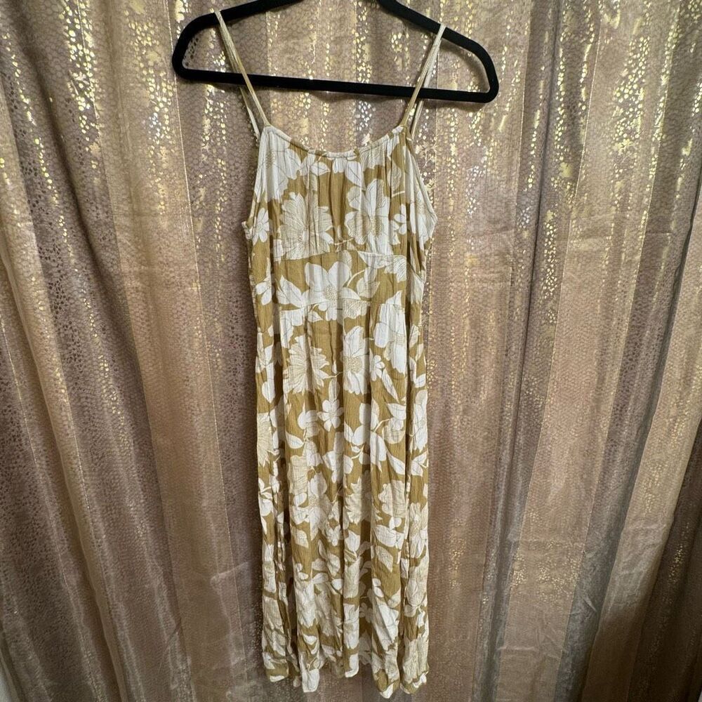 Billabong Green Ivory Your Babe Floral‎ Midi Lightweight Dress Medium